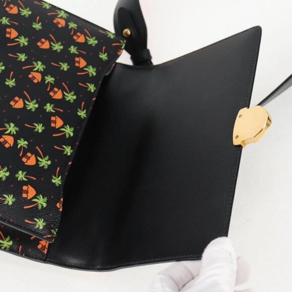 PRADA Shoulder Bag Leather Black Gold Auth - Picture 11 of 16